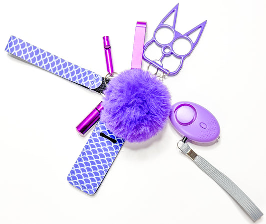 Purple People Eater Safety Keychain Set